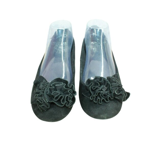 BOC Born Black Suede Slip-on Flower Top Casual Ballet Flat Shoes Size 9 M - Picture 5 of 10